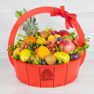 Фруктовая корзина для доктора с гранатом, ананасом, киви и бананами - №107